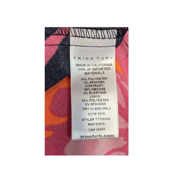 NEW Trina Turk Halter Dress A Line Pink Orange Navy Floral Knee Length Womens 8 - Picture 6 of 7